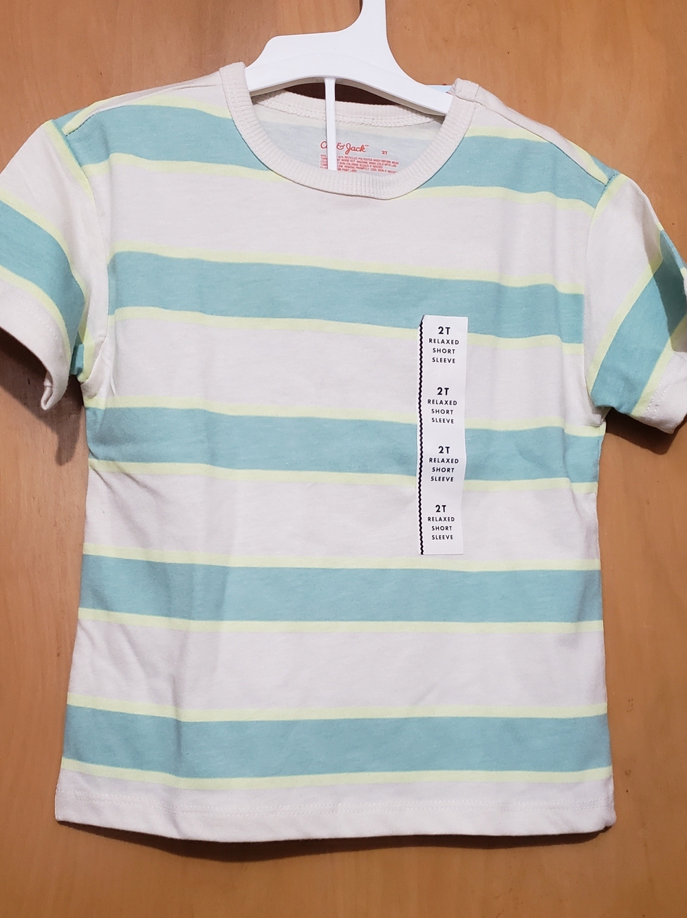 Cat & Jack Striped Short Sleeve Tee - White, Light Blue & Pale Yellow
